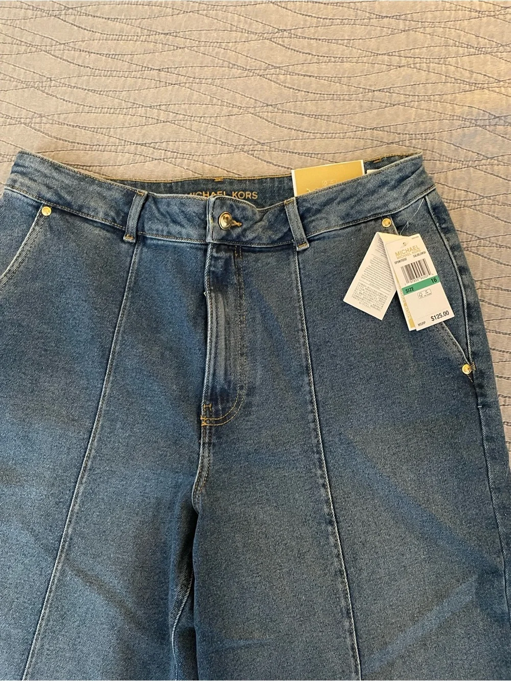 NWT Michael Kors Medium Wash Wide Leg Jeans Size 16